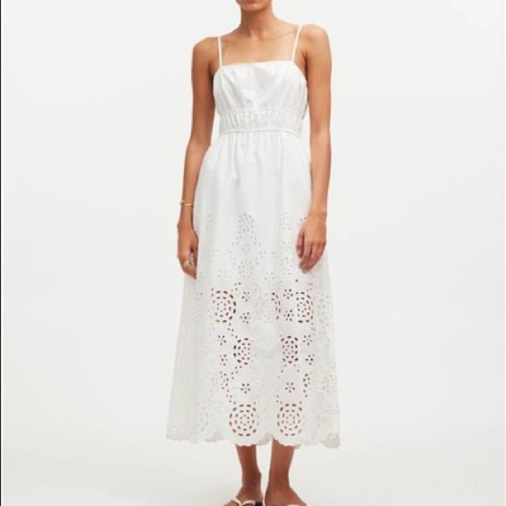 NWT Madewell Embroidered Tank Midi Dress in Poplin